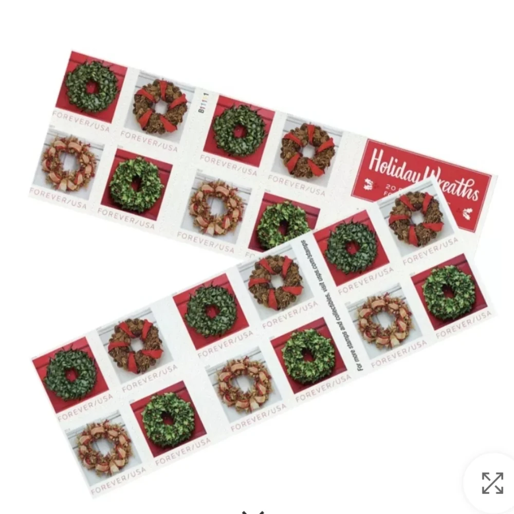100 USPS Christmas Holiday Wreaths 2019  Forever Stamps Cards Winter‎ Wedding